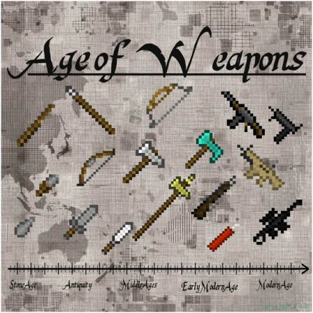 Age of Weapons - мод на оружие разных времен 1.20.1 1.19.4 1.18.2 1.12.2 1.11.2