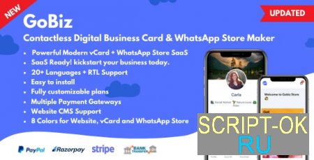 GoBiz v4.0.1 NULLED – Digital Business Card + WhatsApp Store Maker | SaaS | vCard Builder