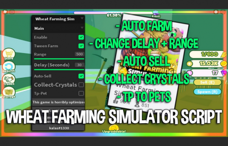 Скрипт на Wheat Farming Simulator Roblox - Auto Farm, Auto Sell